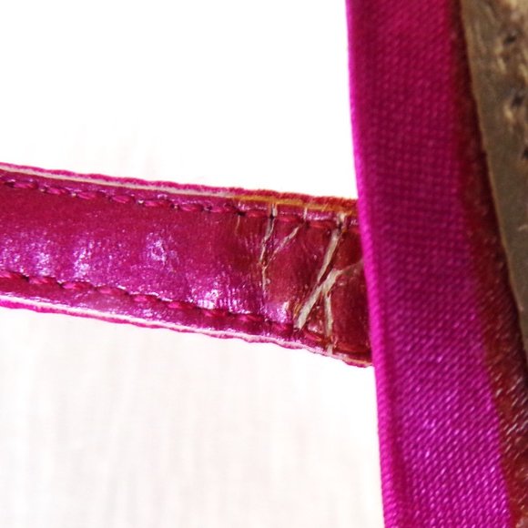 UNLISTED size 6.5M POCKET LIST fuchsia satin party sandals leather soles bal syn - Picture 12 of 16